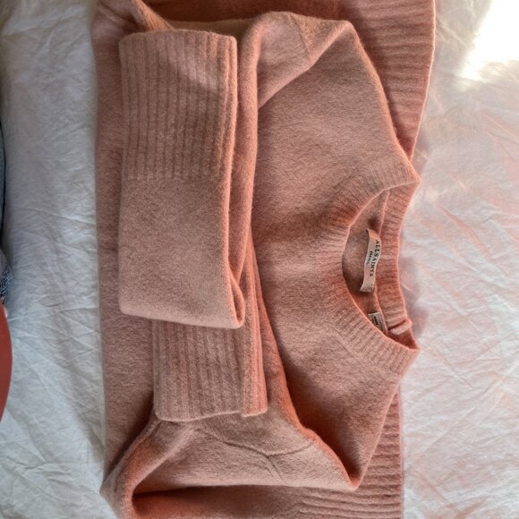 AllSaints Soft Blush Pink Sweater,  Luxe Wool-Yak Blend, Size S - Picture 8 of 9